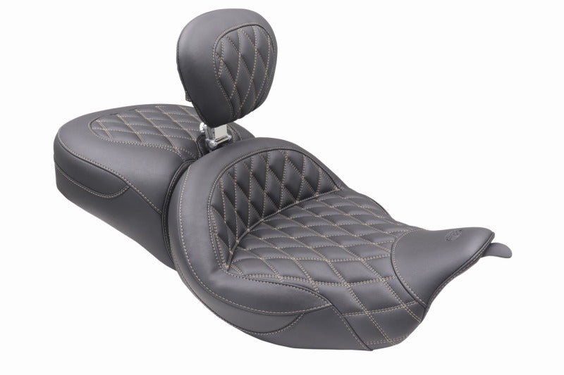 Mustang Motorcycle Mustang 08-25 Harley FL Touring Rd King Sp, Rd Glide Ltd, Dble Diamond ST Backrest - Black/T