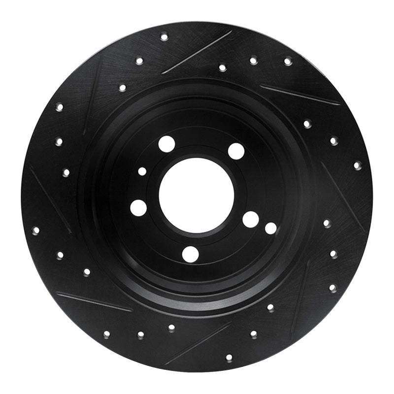 R1 Concepts R1 96-04 Volvo C70 Rear Right Drilled & Slotted Black Brake Rotor