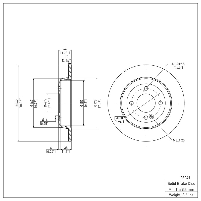 DFC 12-25 Dodge Attitude (Mexico) Rear Brake Rotor