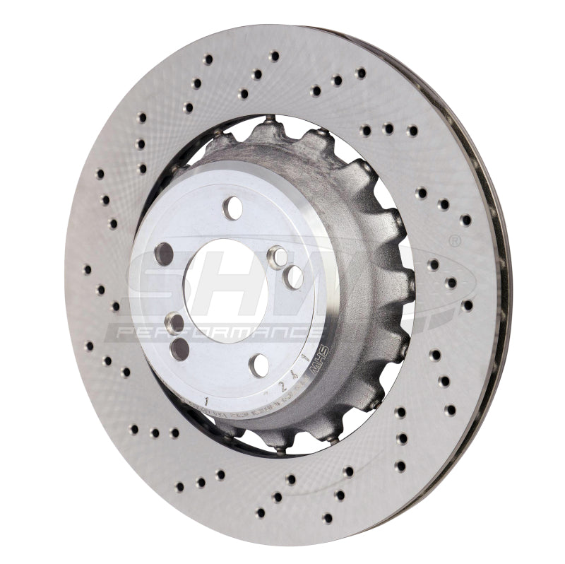 SHW Performance SHW 15-18 BMW X5 M 4.4L Left Rear Cross-Drilled Lightweight Brake Rotor (34212284903)