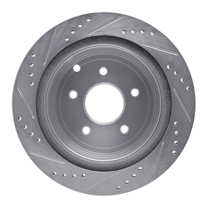 R1 Concepts R1 03-24 Infiniti FX45 Rear Right Drilled & Slotted Silver Brake Rotor