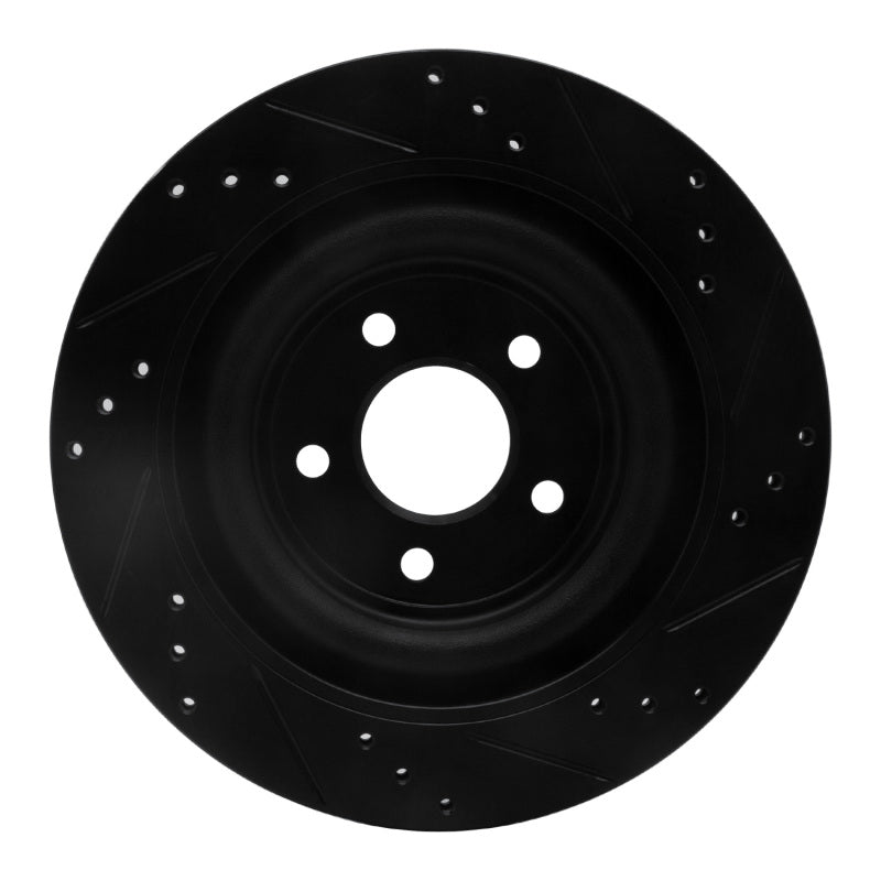 R1 Concepts R1 06-15 Jaguar Super V8 Rear Left Drilled & Slotted Black Brake Rotor