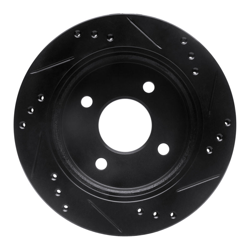 R1 Concepts R1 95-04 Ford Contour Rear Left Drilled & Slotted Black Brake Rotor