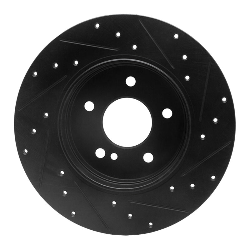 R1 Concepts R1 98-03 Mercedes-Benz E320 Rear Left Drilled & Slotted Black Brake Rotor