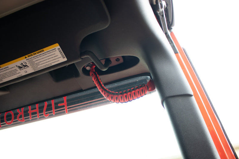 Fishbone Offroad 07-18 Wrangler JK A Pillar Sound Bar Red Paracord Grab Handles