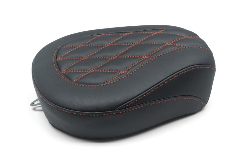 Mustang Motorcycle Mustang 08-21 Harley Wide Tripper FL Touring Passenger Seat w/Red Diamond Stitch - Black