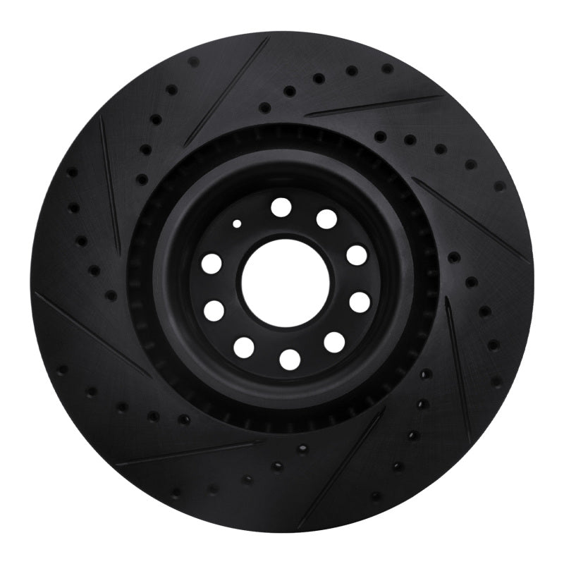 R1 Concepts R1 06-13 Audi S3 (Mexico) Front Right Drilled & Slotted Black Brake Rotor