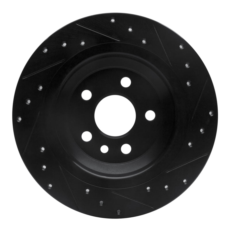 R1 Concepts R1 07-18 Volvo V60 Cross Country Rear Left Drilled & Slotted Black Brake Rotor