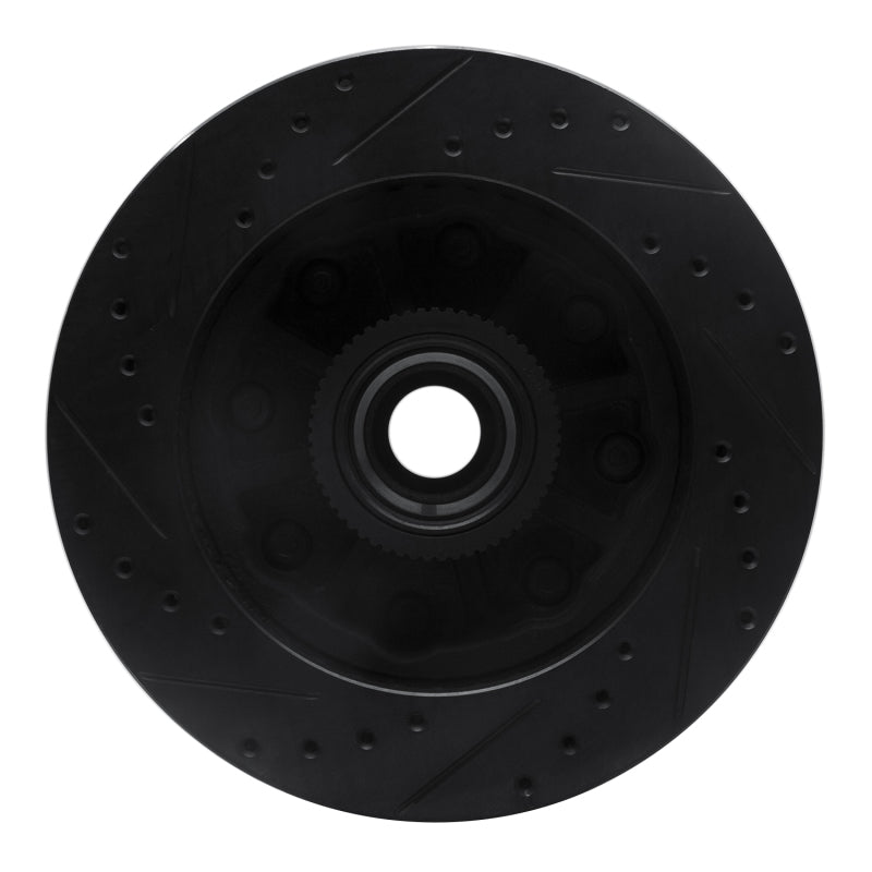 R1 Concepts R1 01-02 Chevrolet Express 3500 Front Right Drilled & Slotted Black Brake Rotor