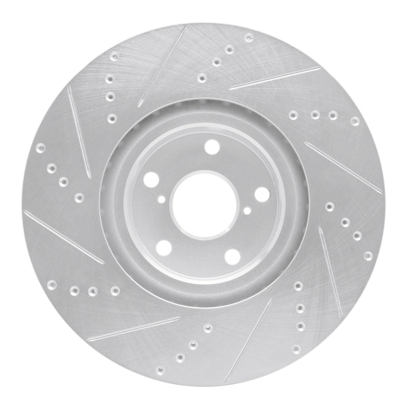 R1 Concepts R1 09-11 Lexus GS450H Right Front Drilled & Slotted Silver Brake Rotor