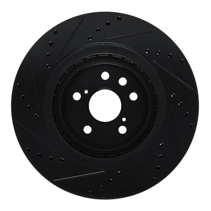 R1 Concepts R1 20-25 Lexus RX350 Front Right Drilled & Slotted Black Brake Rotor