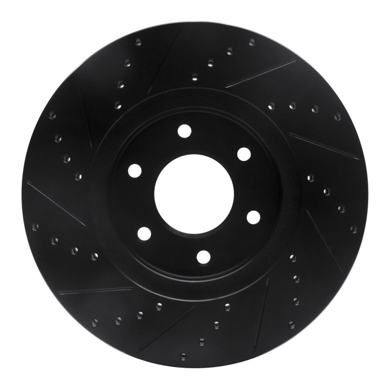 R1 Concepts R1 06-09 Chevrolet Trailblazer Front Right Drilled & Slotted Black Brake Rotor