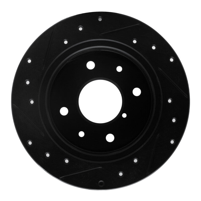 R1 Concepts R1 86-88 Mazda RX-7 Rear Right Drilled & Slotted Black Brake Rotor