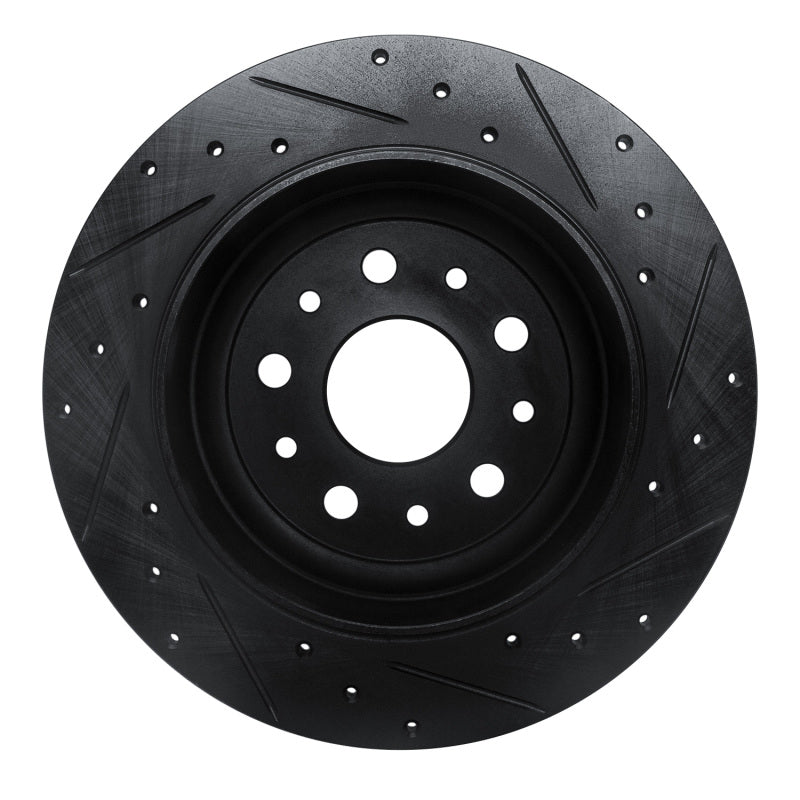 R1 Concepts R1 18-25 Jeep Wrangler Rear Left Drilled & Slotted Black Brake Rotor
