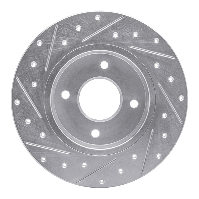 R1 Concepts R1 04-06 Nissan Sentra Rear Right Drilled & Slotted Silver Brake Rotor