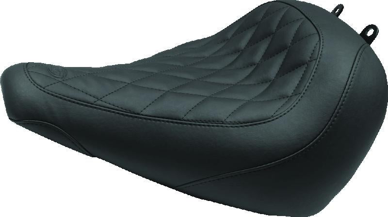 Mustang Motorcycle Mustang 18-21 Harley Fat Boy Wide Tripper Solo Seat Diamond Stitch - Black