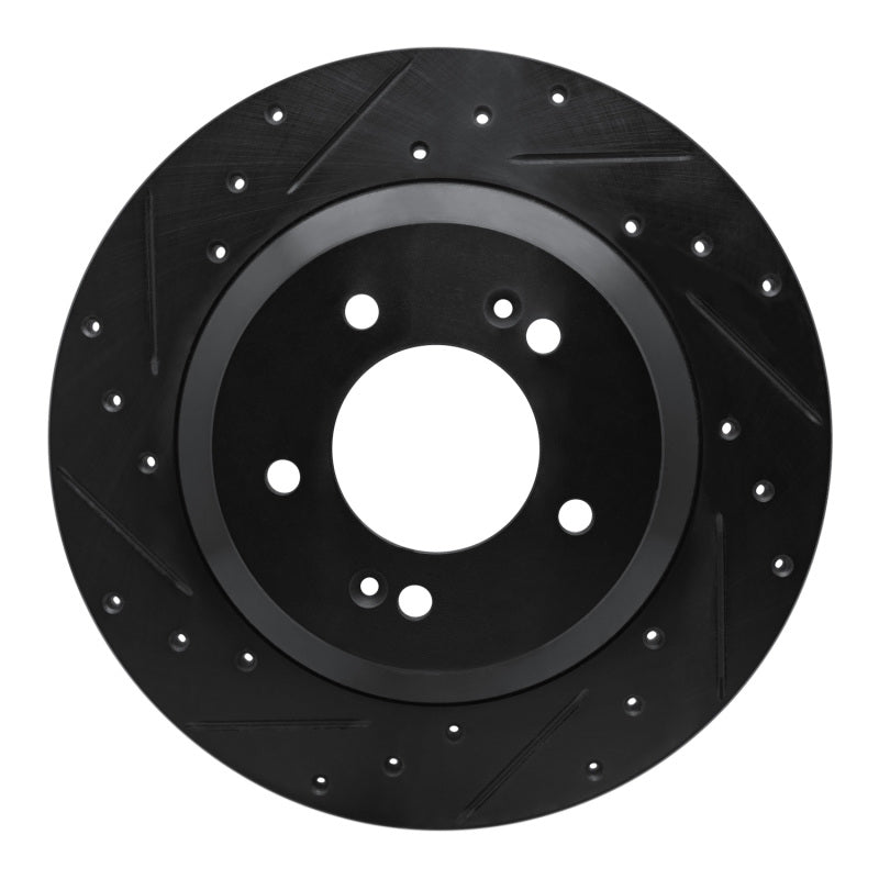 R1 Concepts R1 -22 Hyundai Veloster N Rear Left Drilled & Slotted Black Brake Rotor