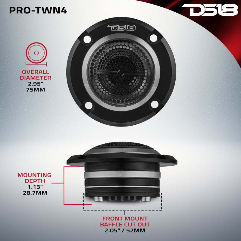 DS18 3in High Compression Neodymium Tweeter Hybrid Driver/Tweeter 140 Watts RMS 1in Pen Vc 4 ohm