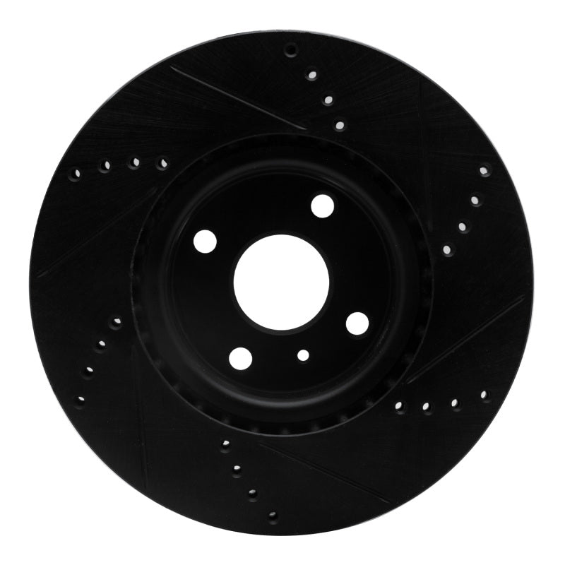R1 Concepts R1 2016-2025 Fiat 124 Spider Front Left Drilled & Slotted Black Brake Rotor