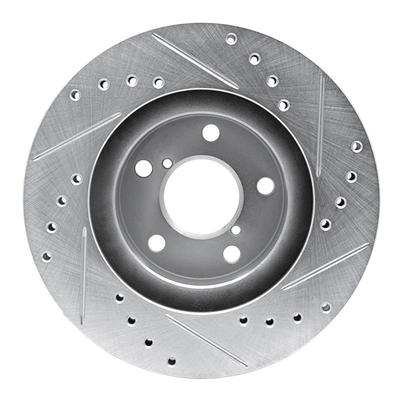 R1 Concepts R1 90-01 Subaru Impreza Front Left Drilled & Slotted Silver Brake Rotor
