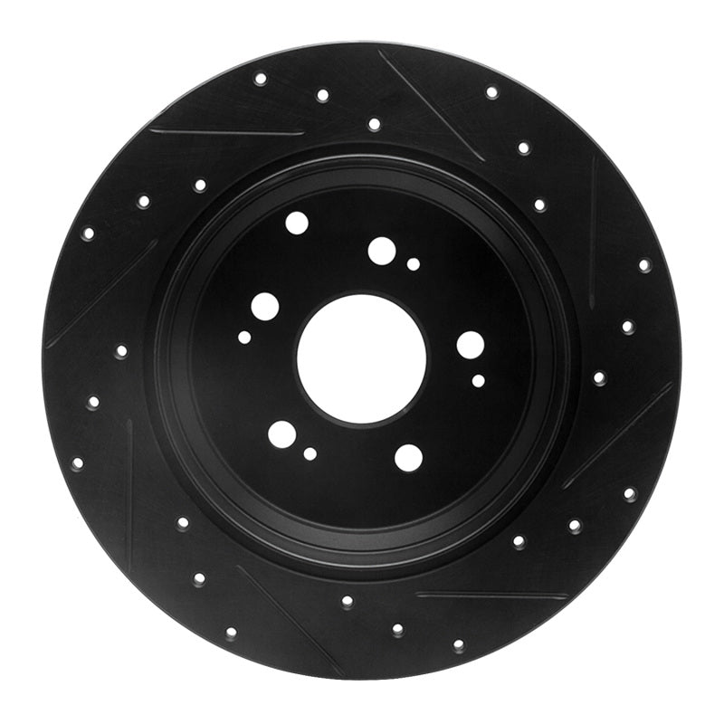 R1 Concepts R1 07-17 Acura ZDX Rear Left Drilled & Slotted Black Brake Rotor