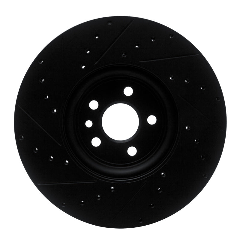 R1 Concepts R1 2017-2020 Jaguar F-Pace Front Right Drilled & Slotted Black Brake Rotor