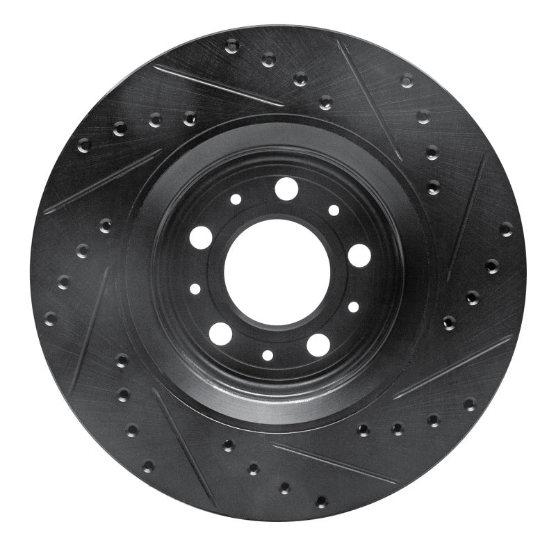 R1 Concepts R1 98-04 Volvo V70 Front Left Drilled & Slotted Black Brake Rotor