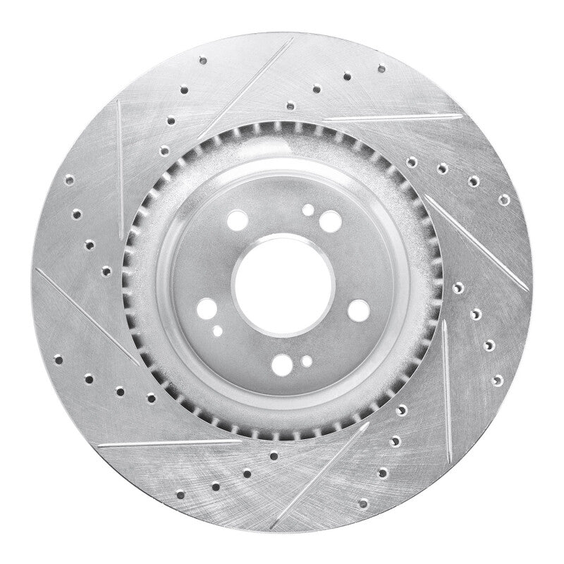 R1 Concepts R1 21-25 Genesis GV70 Front Right Drilled & Slotted Silver Brake Rotor