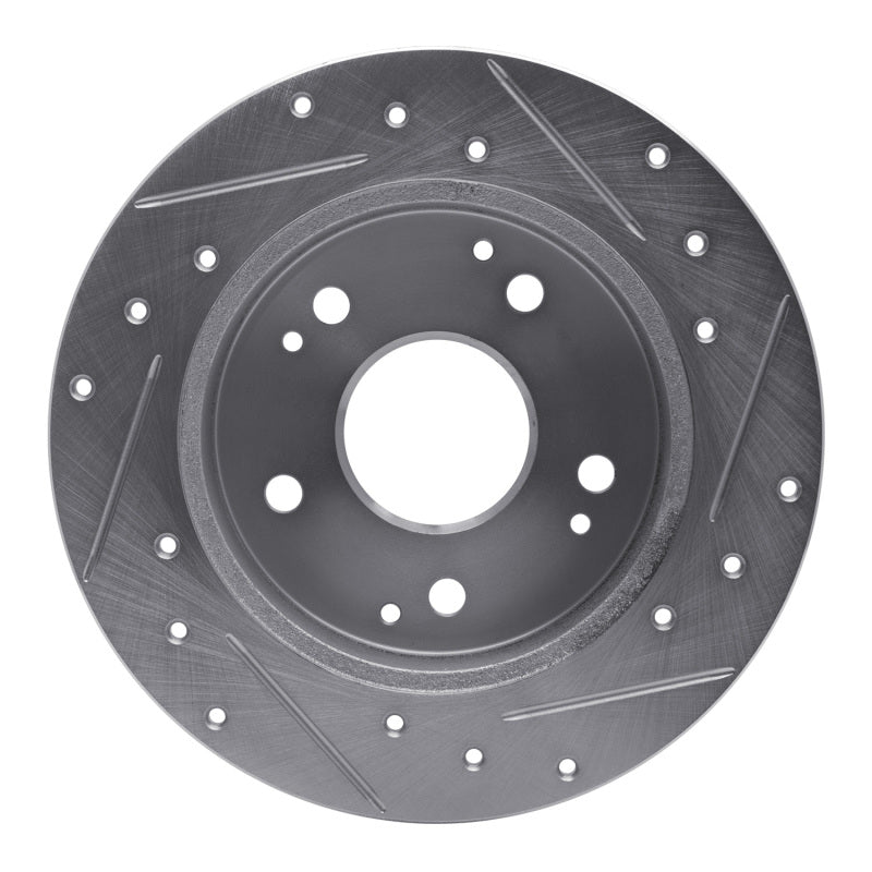 R1 Concepts R1 97-01 Acura Integra Rear Left Drilled & Slotted Silver Brake Rotor