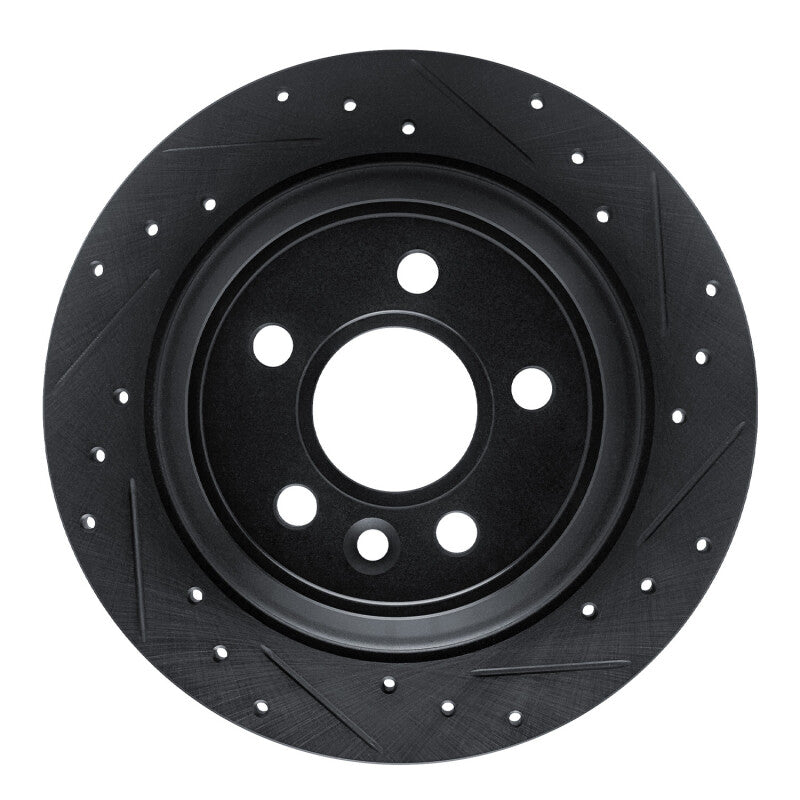 R1 Concepts R1 07-10 Volvo S80 Rear Right Drilled & Slotted Black Brake Rotor