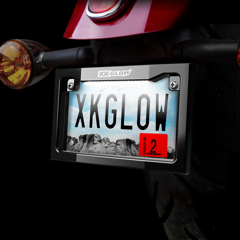XKGLOW XK Glow Motorcycle License Plate Frame Light w/ White LED - Chrome