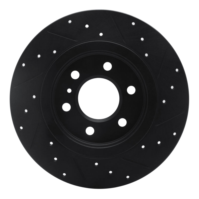 R1 Concepts R1 06-09 Buick Terraza Rear Left Drilled & Slotted Black Brake Rotor