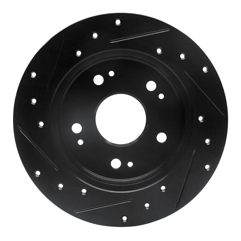 R1 Concepts R1 97-15 Acura CSX Rear Right Drilled & Slotted Black Brake Rotor
