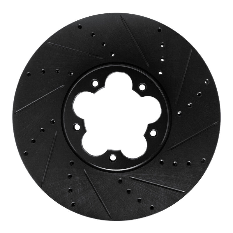 R1 Concepts R1 2020-2025 Ford Transit-150 Front Right Drilled & Slotted Black Brake Rotor