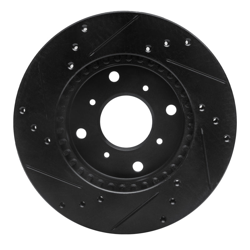R1 Concepts R1 92-96 Honda Prelude Front Right Drilled & Slotted Black Brake Rotor