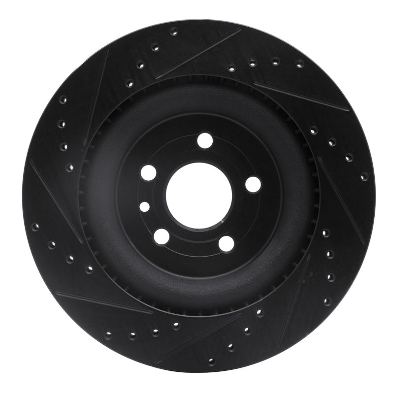 R1 Concepts R1 13-19 Ford Flex Front Right Drilled & Slotted Black Brake Rotor