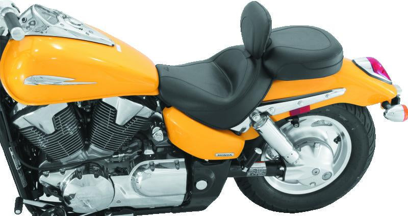 Mustang Motorcycle Mustang 04-09 Honda VTX1300C Wide Touring 2PC Seat w/Driver Backrest - Black