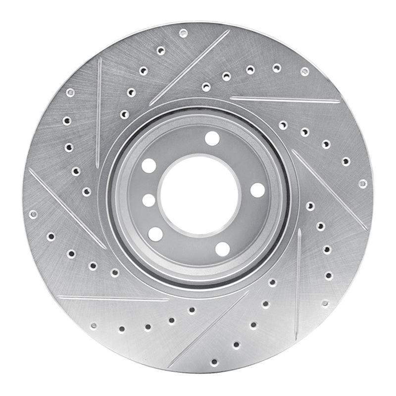 R1 Concepts R1 95-01 BMW 750IL Front Right Drilled & Slotted Silver Brake Rotor
