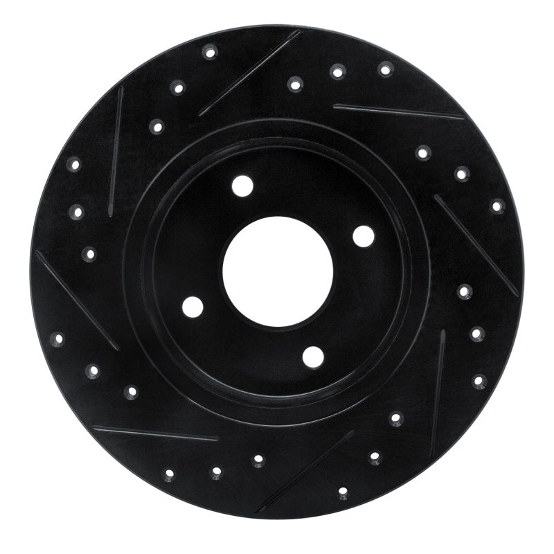 R1 Concepts R1 84-85 Nissan 300ZX Rear Right Drilled & Slotted Black Brake Rotor