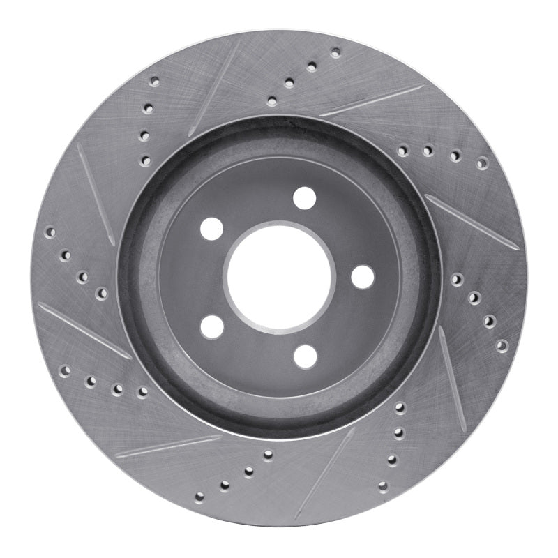 R1 Concepts R1 94-04 Ford Mustang Front Right Drilled & Slotted Silver Brake Rotor