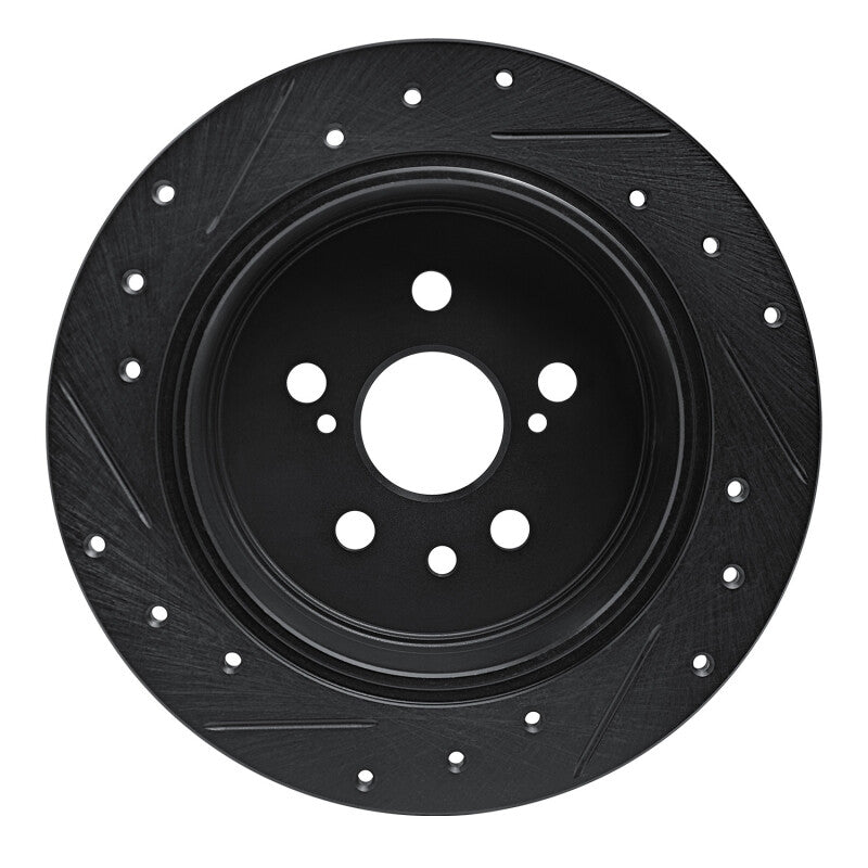 R1 Concepts R1 86-93 Lexus ES250 Rear Right Drilled & Slotted Black Brake Rotor