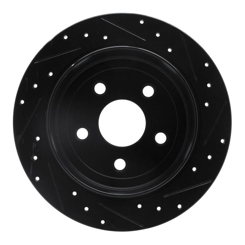 R1 Concepts R1 07-18 Jeep Wrangler Rear Left Drilled & Slotted Black Brake Rotor