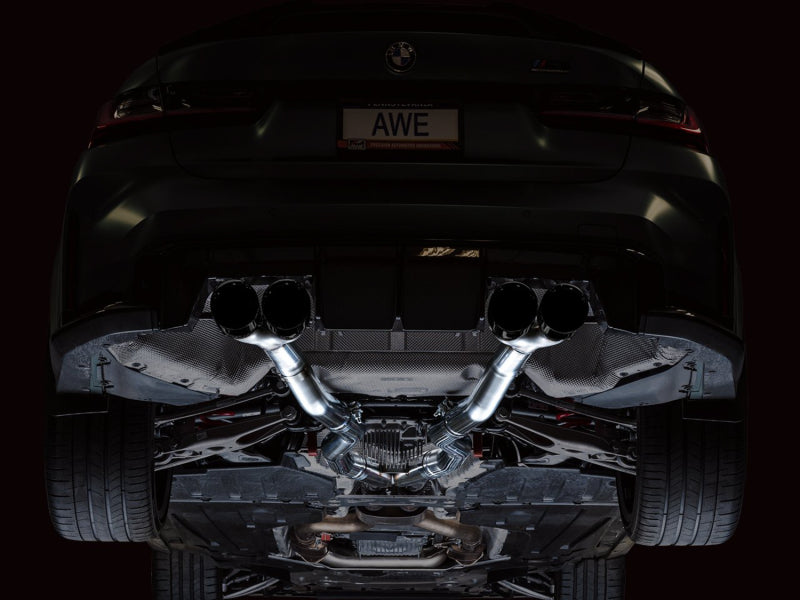 AWE Tuning Track Edition Cat-Back Exhaust for BMW G8X M3/M4 - Diamond Black Tips