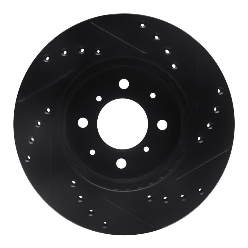 R1 Concepts R1 88-91 Honda Prelude Front Left Drilled & Slotted Black Brake Rotor