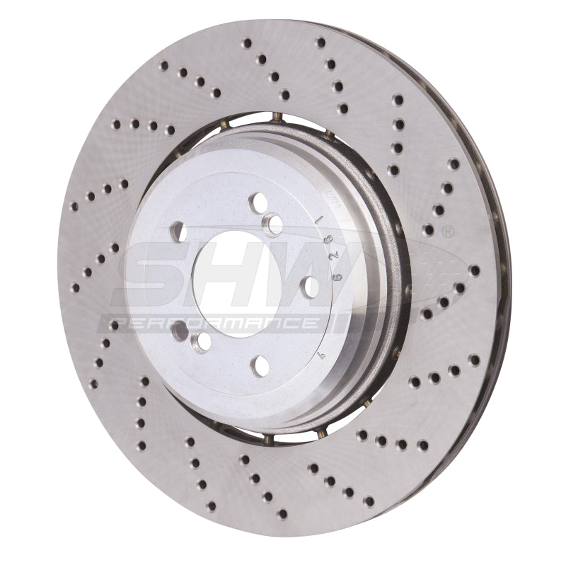 SHW Performance SHW 06-10 BMW M5 5.0L Right Rear Cross-Drilled Lightweight Brake Rotor (34212282808)