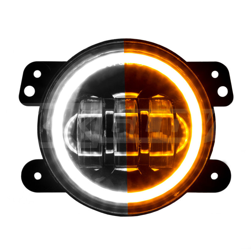 XKGLOW XK Glow 4in Fog Light JEEP 2pc Kit w/ Switchback Halo White DRL + Amber Turn Signal