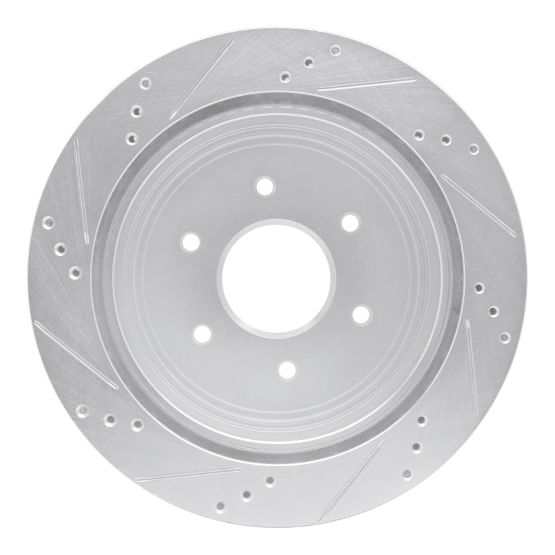 R1 Concepts R1 17-24 Nissan Titan Rear Right Drilled & Slotted Silver Brake Rotor