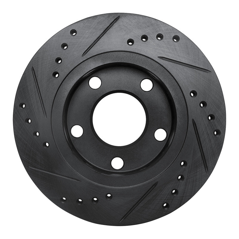 R1 Concepts R1 00-02 Audi S4 Rear Right Drilled & Slotted Black Brake Rotor