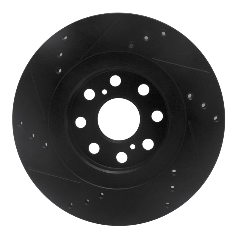 R1 Concepts R1 00-05 Toyota MR2 Spyder Rear Right Drilled & Slotted Black Brake Rotor
