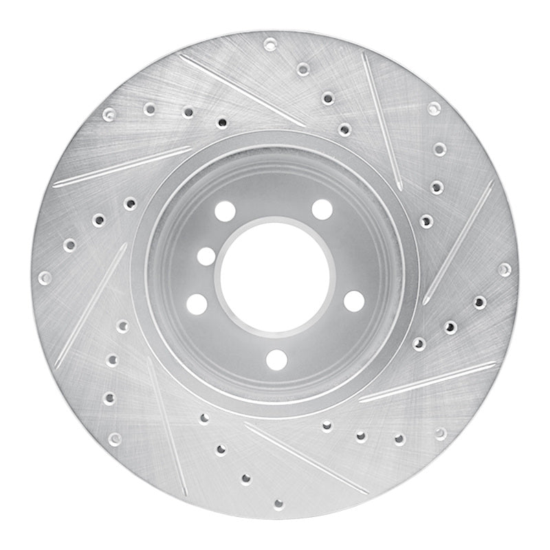 R1 Concepts R1 04-10 BMW 530XI Front Left Drilled & Slotted Silver Brake Rotor